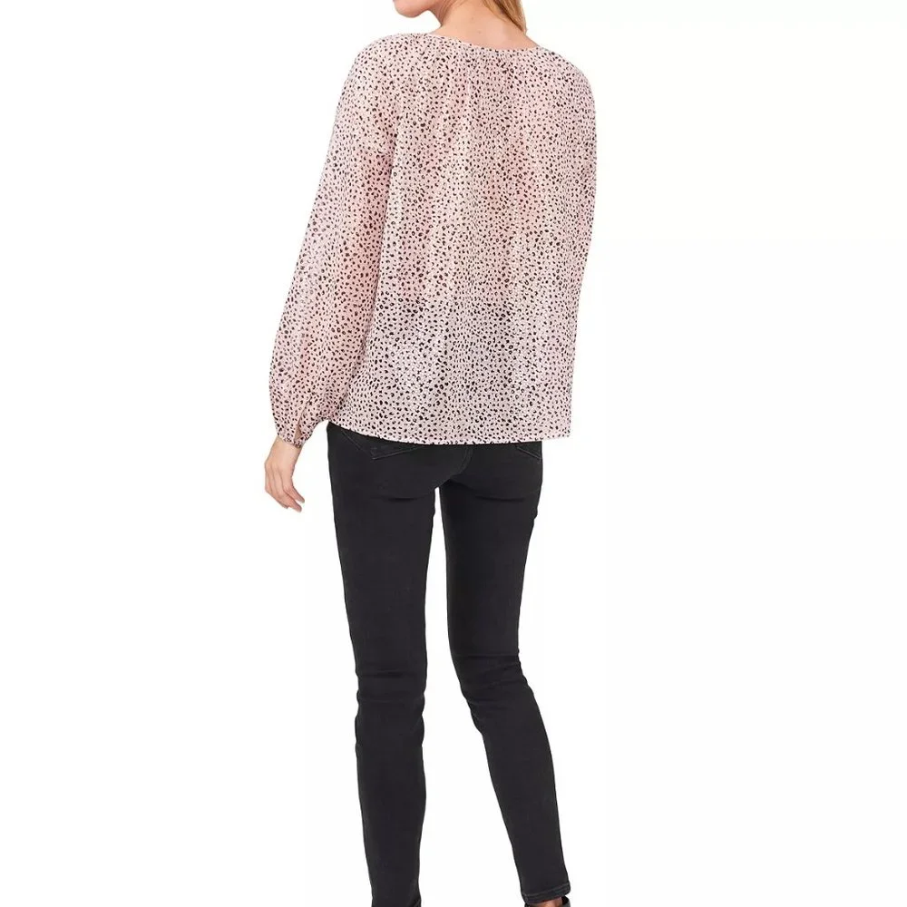 VINCE CAMUTO Animal Print Long Sleeve Peasant Top, Size S, New With Tag - Picture 4 of 6